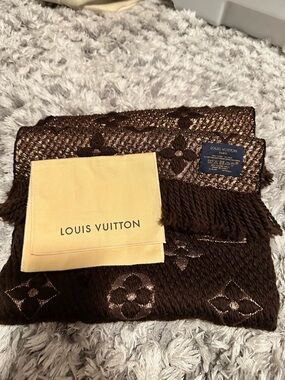 Louis Vuitton Brown Logomania Monogram Wool-Blend Scarf